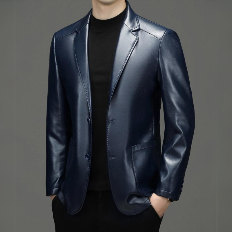 Men's Leather Sheep Wool Lined Blazer
