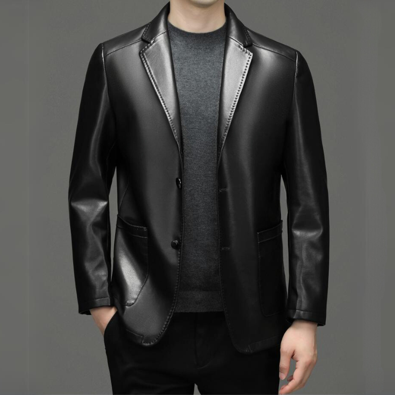 Men's Leather Sheep Wool Lined Blazer