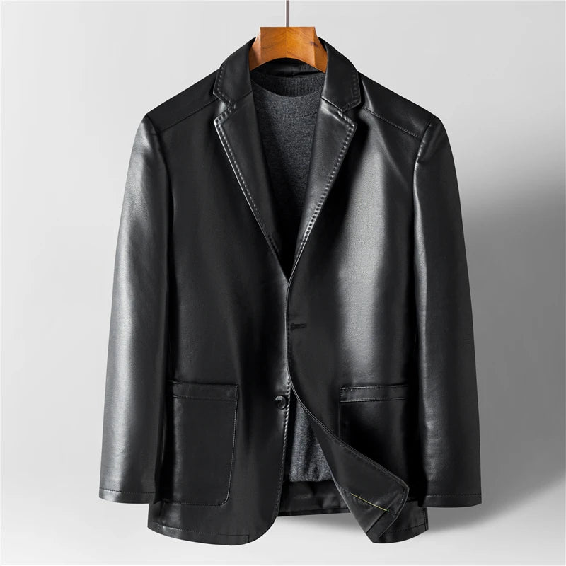 Men's Leather Sheep Wool Lined Blazer