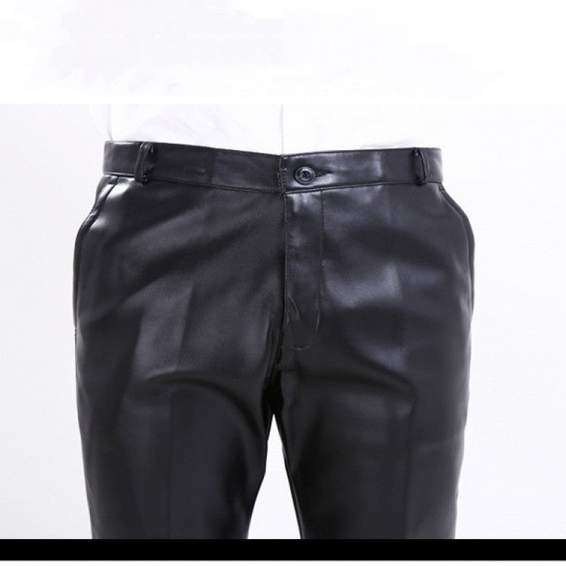 Slim-fit small feet skinny thin leather pants