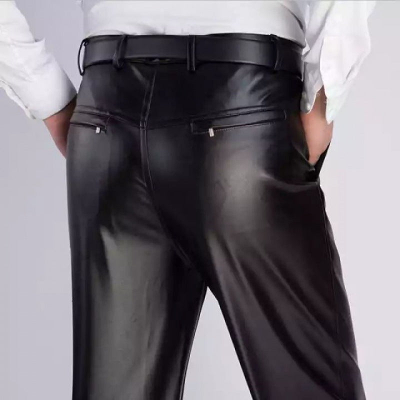 Slim-fit small feet skinny thin leather pants