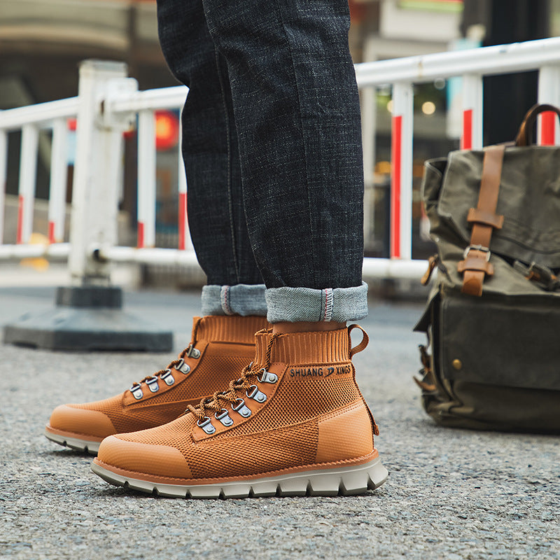 Middle Cut Light and Breathable Fashion British Style Casual Men's Shoes