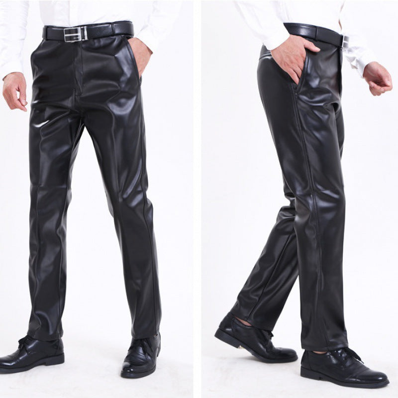Slim-fit small feet skinny thin leather pants