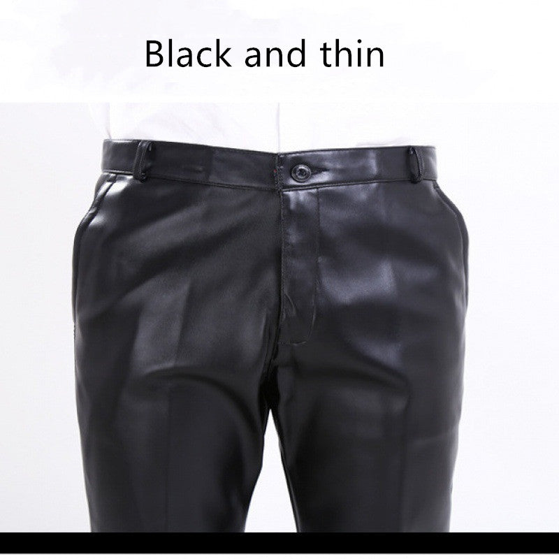 Slim-fit small feet skinny thin leather pants