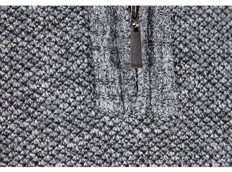 New Style Plus Velvet Men's Foreign Trade Zipper Half High Neck Pullover Sweater
