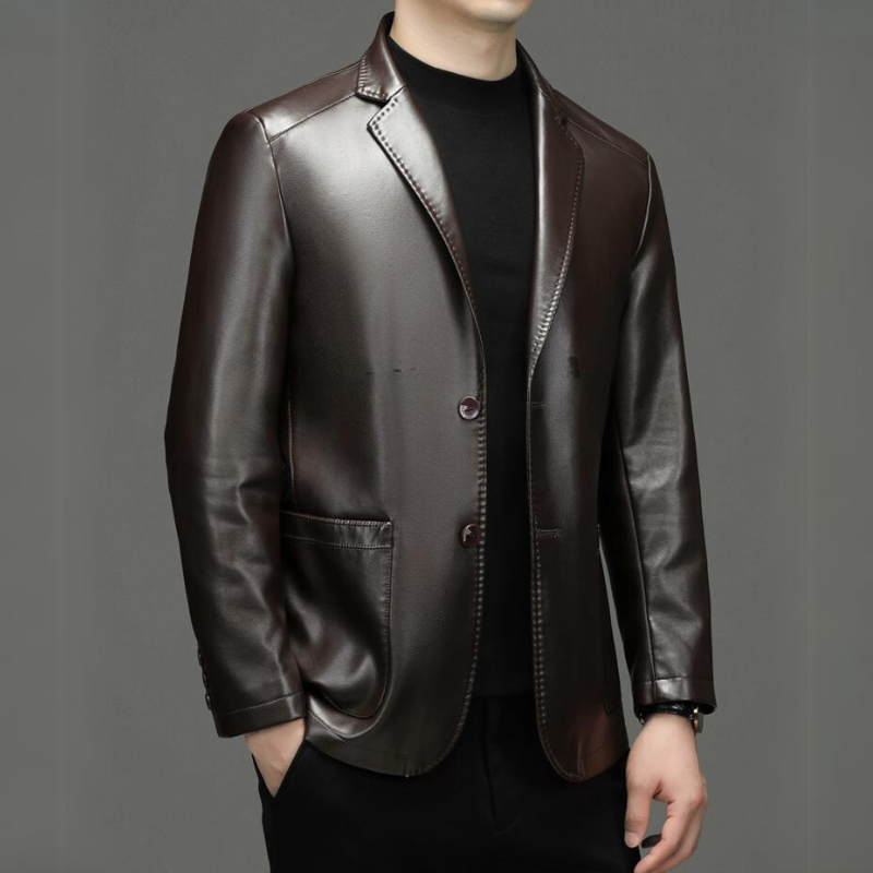 Men's Leather Sheep Wool Lined Blazer