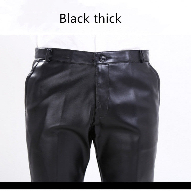 Slim-fit small feet skinny thin leather pants