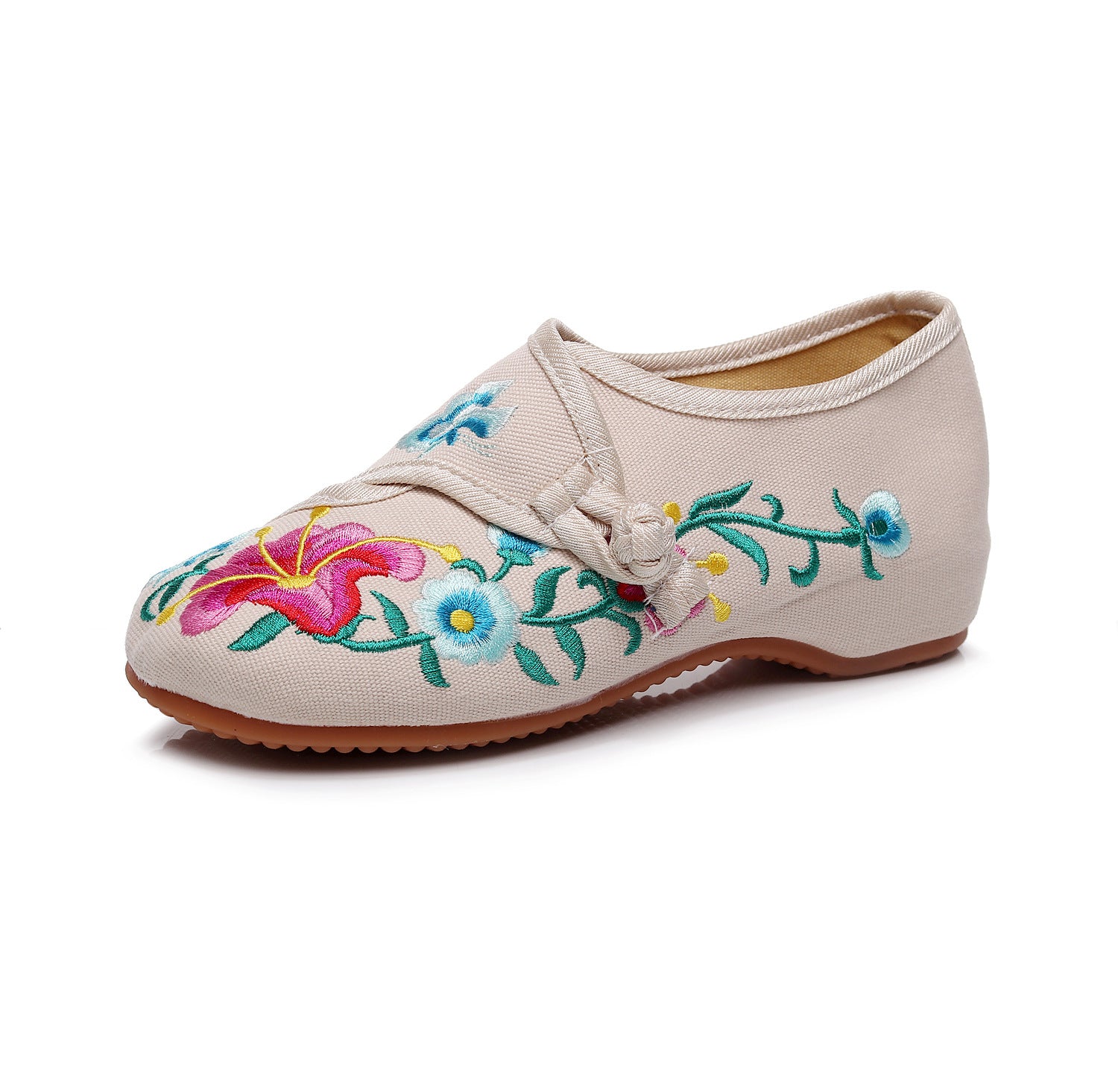 Morning Glory Petunia Embroidery Flower Round Head Spring And Autumn Women's Shoes