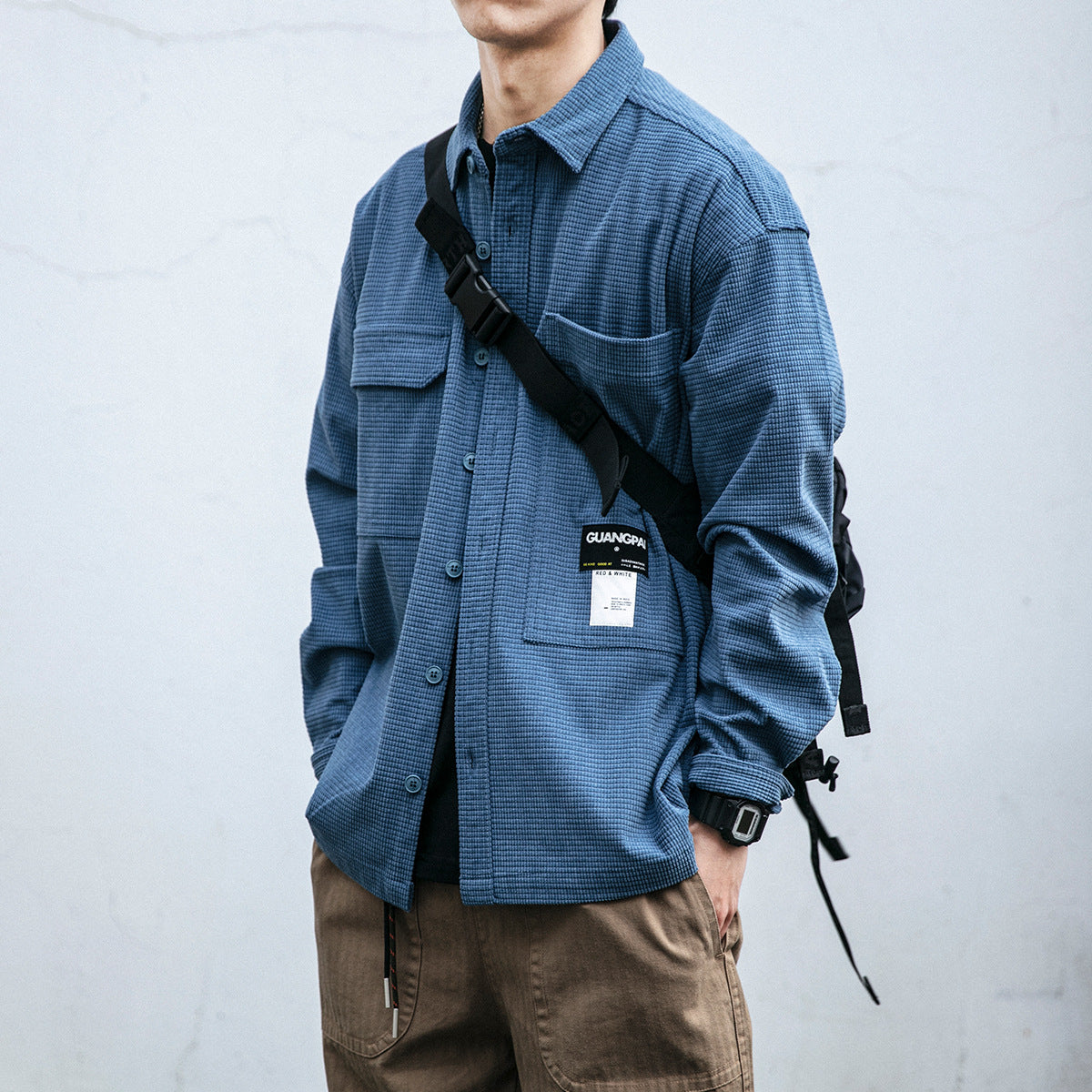 Men's Fashion Casual Vintage Work Shirt Long Sleeve