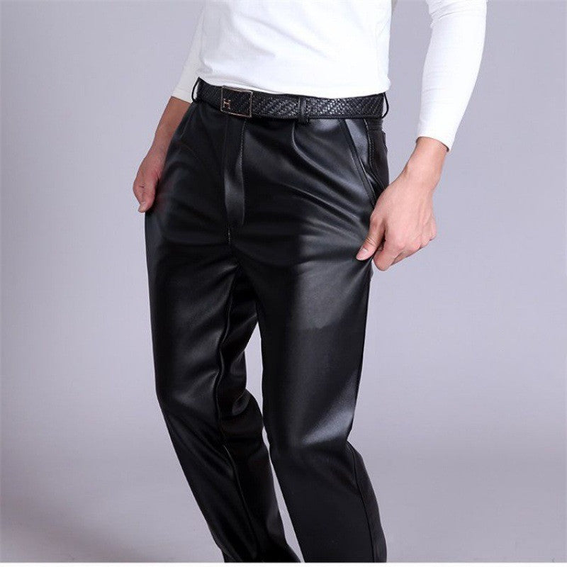 Slim-fit small feet skinny thin leather pants