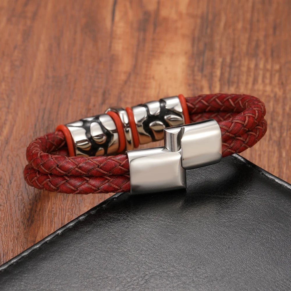 The Thanatos - Genuine Leather Skull Bracelet