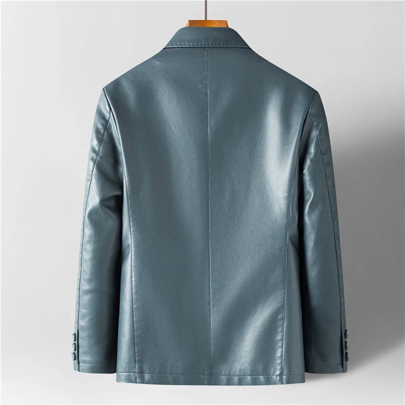 Men's Leather Sheep Wool Lined Blazer