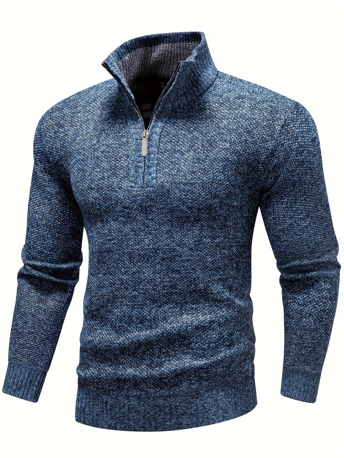 New Style Plus Velvet Men's Foreign Trade Zipper Half High Neck Pullover Sweater